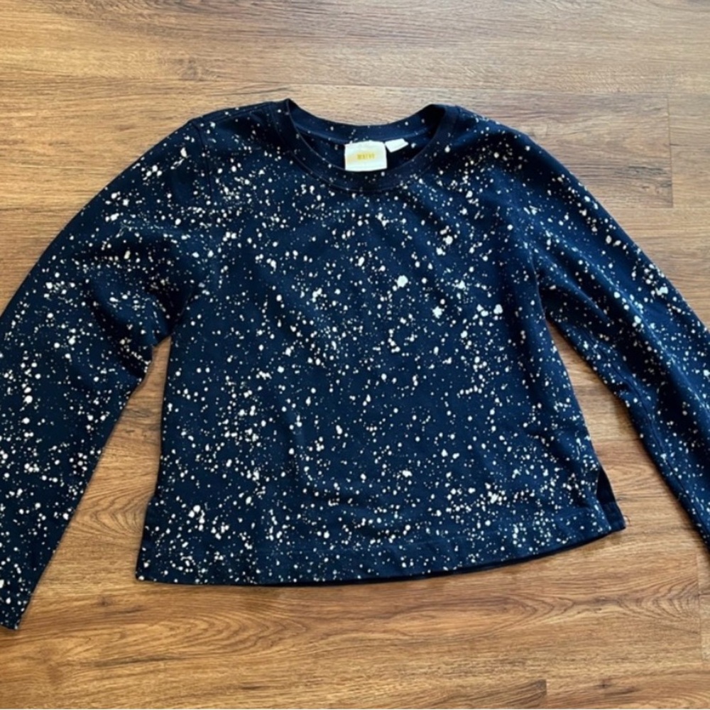 Anthropologie Navy Splatter Print Long Sleeve